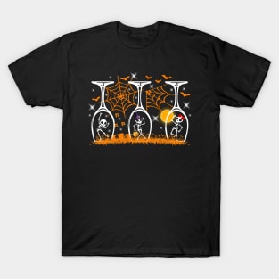 Wine Skeleton Halloween T-Shirt